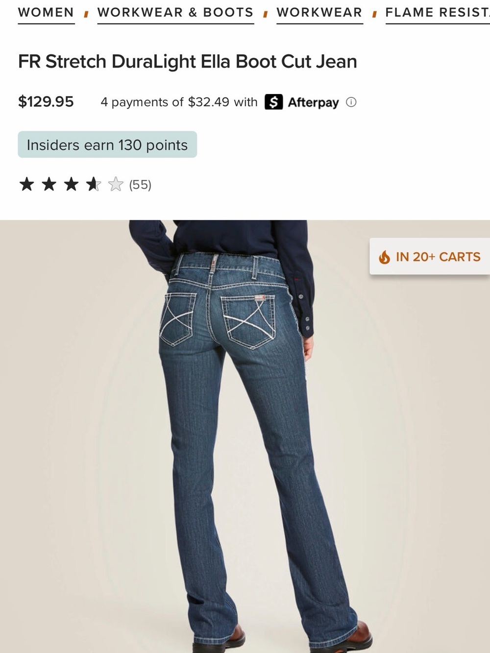 Ariat Women's Dark Blue Boot Cut Jeans with Contrast Back Stitching NEW
